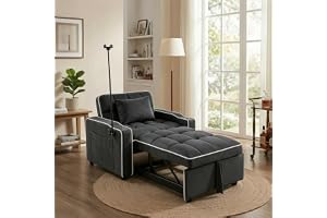 Trygoal Sleeper Chair with Pull Out Bed, 5 In1 Convertible Chair Bed, Black | Built with a Phone Holder, Cup Holder and USB Ports for Hands-Free Convenience While Relaxing, Working or Watching TV