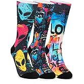 Magifuls Novelty Crew Socks for Unisex Wild Side with These Eye-Popping Prints 3 Pairs One Size