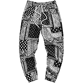 SHENHE Men's Paisley Print Jogger Pants Drawstring Elastic Waist Hippie Boho Pants Trousers
