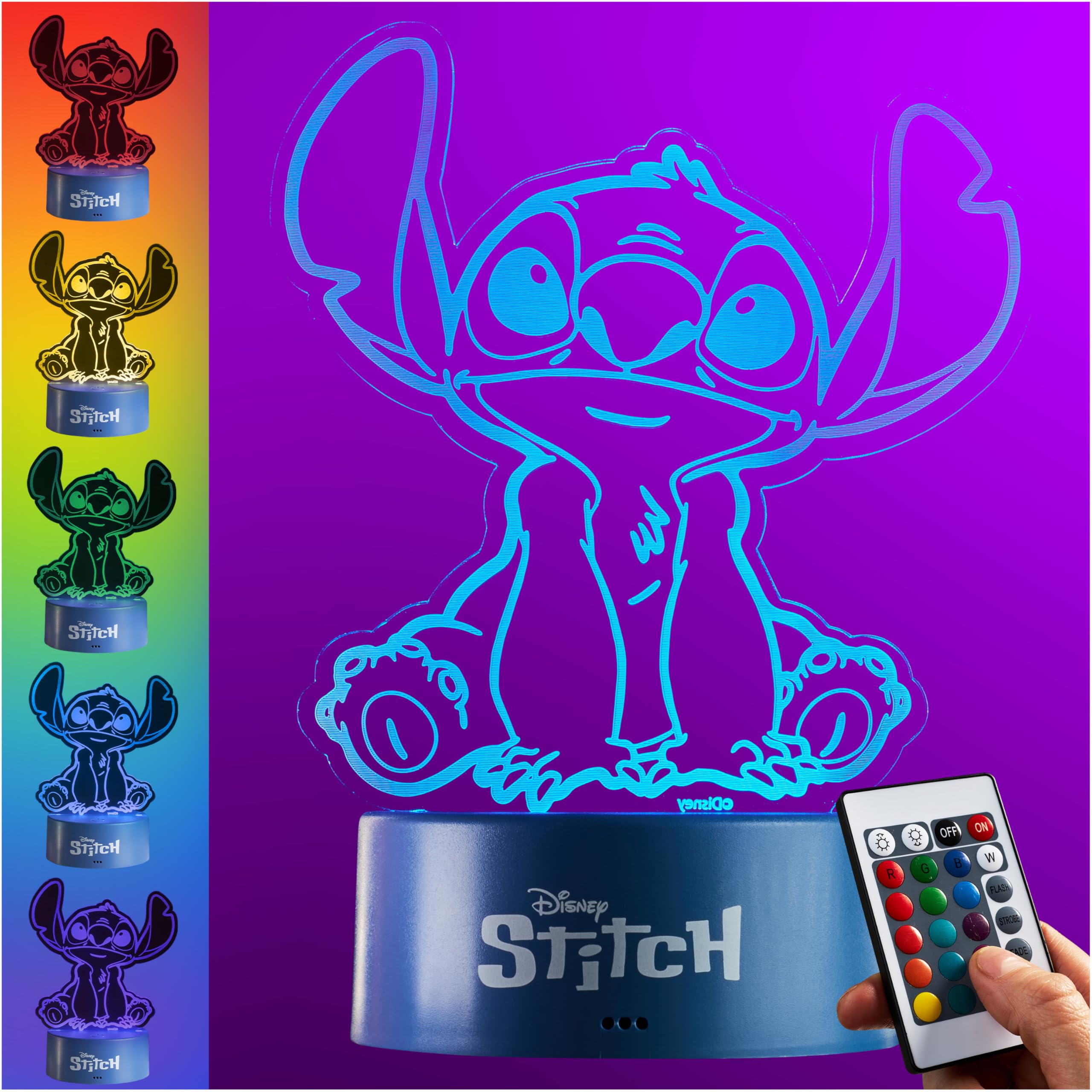 Photo 1 of *MINOR DAMAGE - USED*
Get Trend Disney Stitch LED Table Lamp, Desk Lamp, Remote Control Night Light with 16 Colors, 4 Light Modes, USB or Battery Power, Gifts for Kids (Multi Stitch)