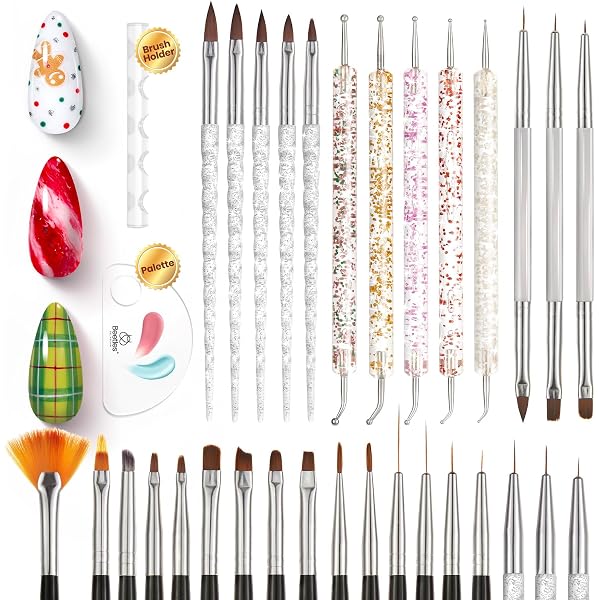 AUOCATTAIL 15-teiliges Nagelkunst-Werkzeug Set – Pinsel Für Maniküre, DIY-Design Für Zuhause & Salon