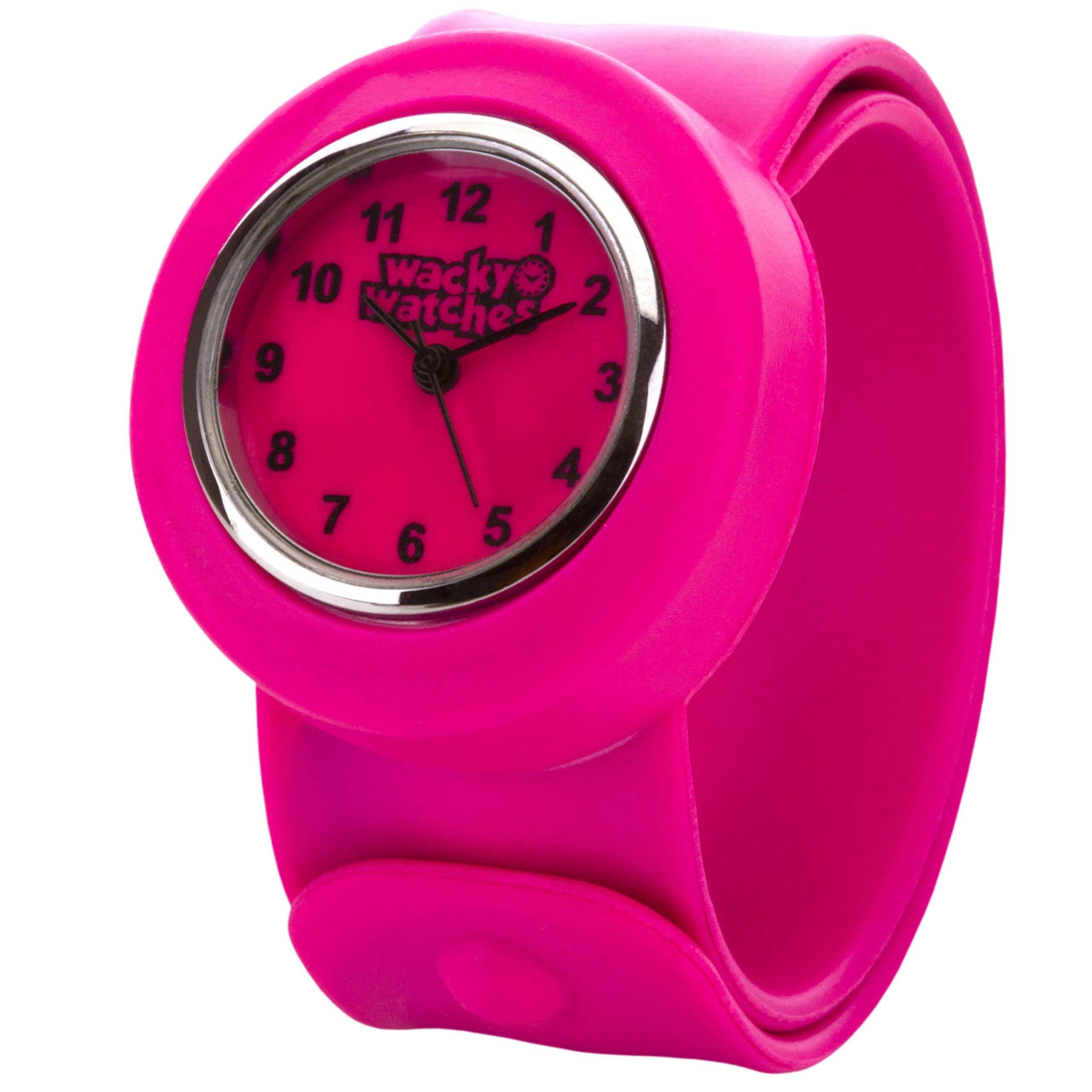 Popwatch Hot Pink Colour Wacky Watch ® Slap Strap Fast Fit Kids Childrens Silicone Band Unisex Instant Fit Any Size — image 1