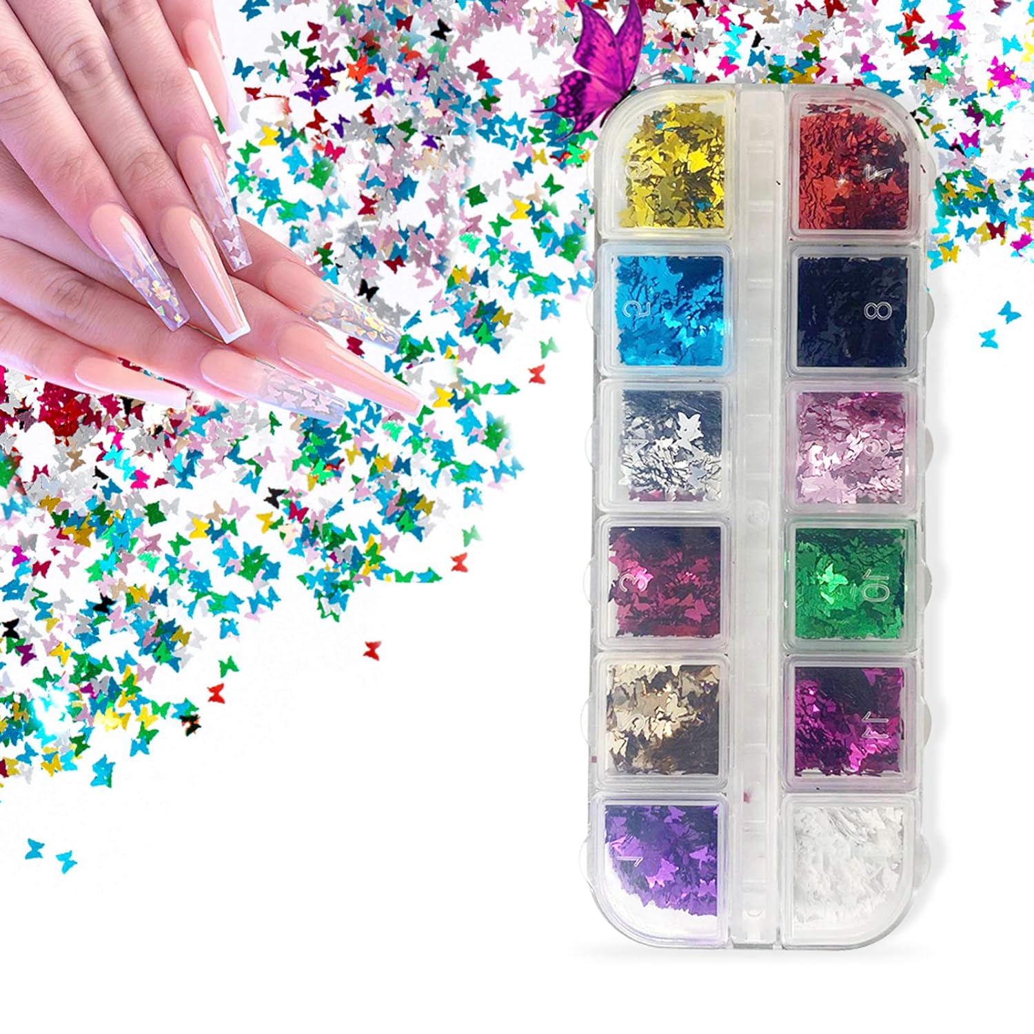12 Colors Butterfly Nail Denver Mall Glitter Sequins Nai Sportsvoutdoors 3d