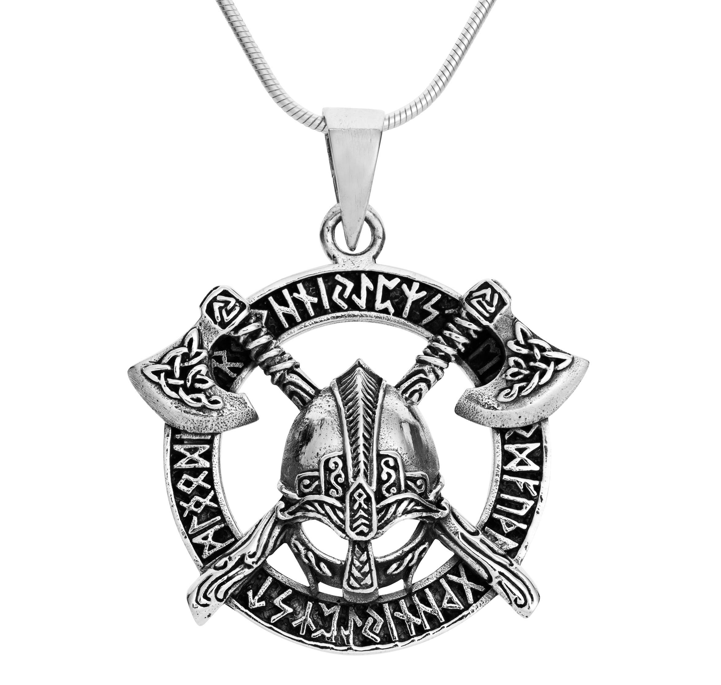 Treasure Bay Unique Sterling Silver Armour and Axe Pendant with Chain for Men