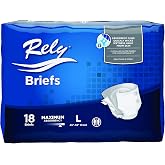 Rely&reg; Adult Diapers, Disposable Incontinence Briefs with Tabs, Maximum Absorbency, Large (45&rdquo;- 58&rdquo;), 18 Count