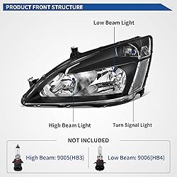 oEdRo Headlight Assembly Compatible with 03 04 05