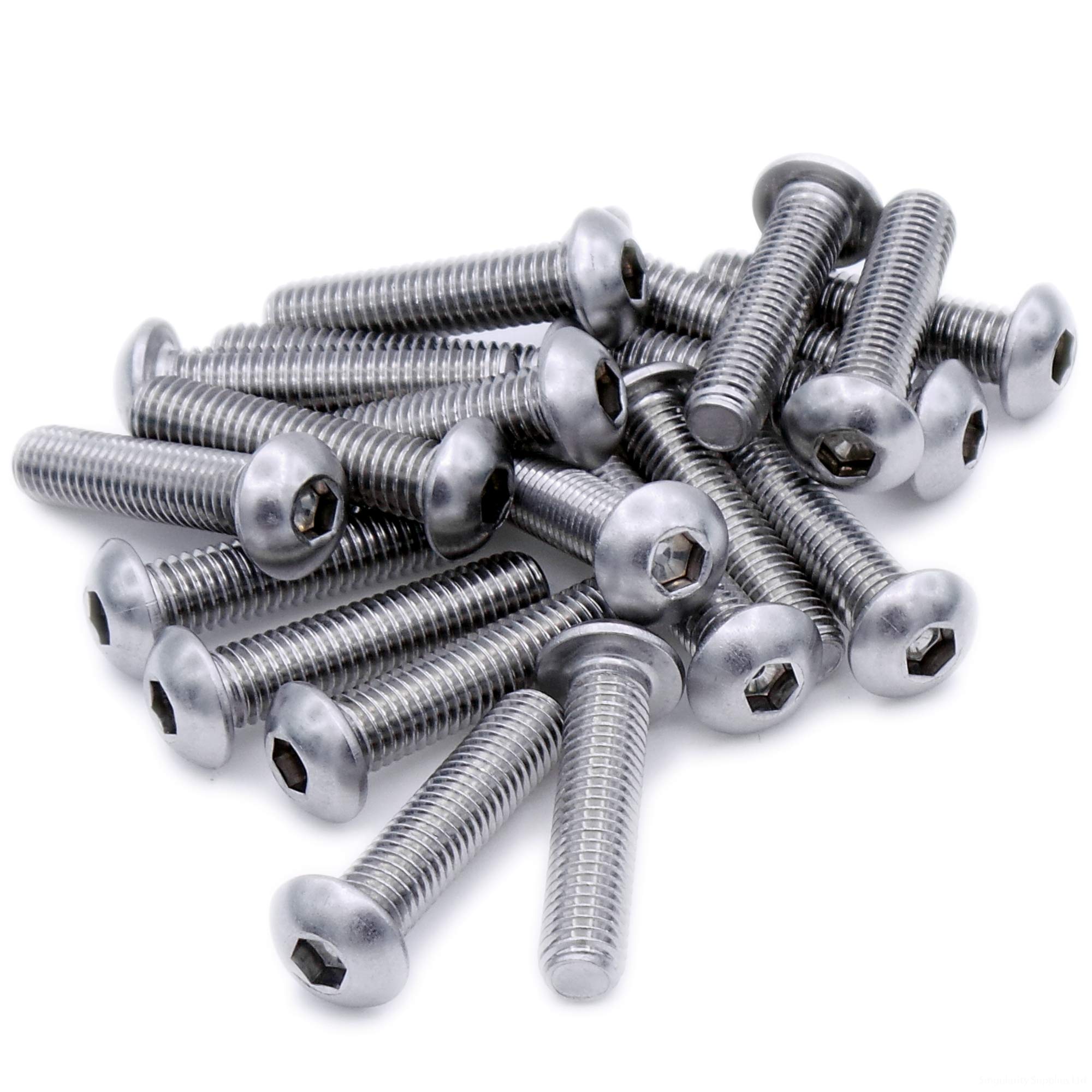 M3 (3mm x 30mm) Hex Socket Button Machine Screw (Bolt) - Stainless Steel (A2) (Pack of 20)