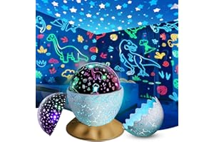STRAWBETTER Dinosaur Egg Night Light Toys 2-in-1 Dino & Star Projector for Kids 3-5 6 7 8 9 10 Year Old Boy Girls Nights Lights Lamp Boys Christmas Birthday Gifts for Kid Age 3-12 Stocking Stuffers