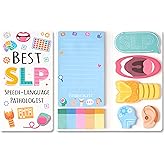 Xqumoi Speech Language Pathologist Sticky Notes Set - SLP Appreciation Self-Stick Note Pads Speech Therapy Writing Memo Pad Page Marker Bookmarker School Office Supplies Thanksgiving Christmas Gift
