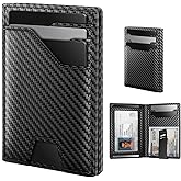 typecase Leather Wallet for Men Card Holder: Premium Genuine Leather, RFID Blocking, Slim, Minimalist, Front Pocket - 15 Cards Capacity | ID Window | Money Clip (Carbon Fiber)