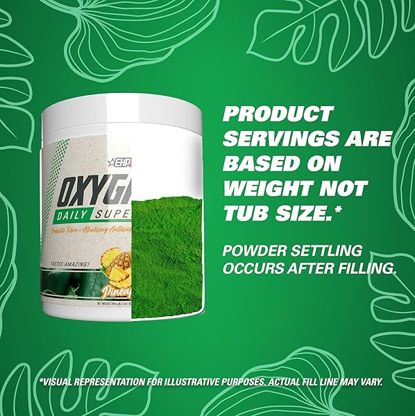 EHP LABS OXYGREENS SUPER GREENS POWDER – SPIRULINA & CHLORELLA SUPERFOOD, GREEN JUICE POWDER & GREENS SUPPLEMENTS WITH PREBIOTIC FIBRE, ANTIOXIDANTS & IMMUNITY SUPPORT, 30 SERVES (PINEAPPLE)