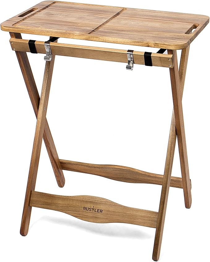 Rustler BBQ Side Table with Removable Tray Made of Acacia Wood 70 x