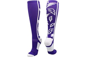 MadSportsStuff Socks with Lightning Bolts for Softball Baseball Soccer for Boys Girls Men Women Youth Adult Over the Calf