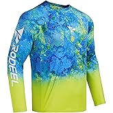 Rodeel Mens Loose-Fit Fishing T-Shirt Vented River Bluff Performance Long Sleeve Shirt UPF 50 Sleeve
