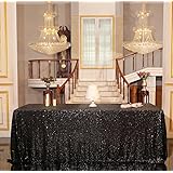 PartyDelight Sequin Tablecloth Wedding Dinning Table 90"x132"Black Rectangle Tablecloth Shimmer Table Cloths Sparkle Glitter Decorations