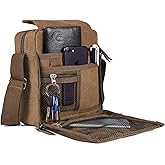 dealcase Canvas Small Messenger Bag for Men Women, Casual Shoulder Bag Chest Bag Travel Carry Bag Multi-pocket Purse