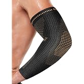 Vlela Copper Elbow Compression Sleeve, Extends to Forearm, Snug Fit, Large | Copper Infused, Extended Coverage, Tennis Elbow Brace, Weightlifting, Tendonitis, Golfers Elbow Pain Relief
