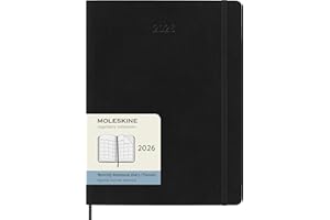 Moleskine Classic 12 Month 2026 Monthly Planner, Soft Cover, XL (7.5" x 9.75"), Black, 128 pages