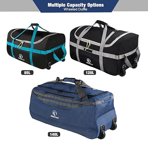 REDCAMP 140L Foldable Duffle Bag with Wheels and Backpack Straps