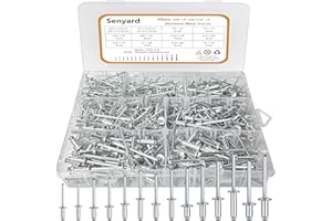 SENYARD 525 Pcs pop Rivets, Pop Rivets Assortment Kit, Aluminum Rivets kit, Pop Rivet Set Including (3/32" 1/8" 5/32" 3/16" 1/4"), Assorted Blind Rivets for Metal Dome Head Rivet kit