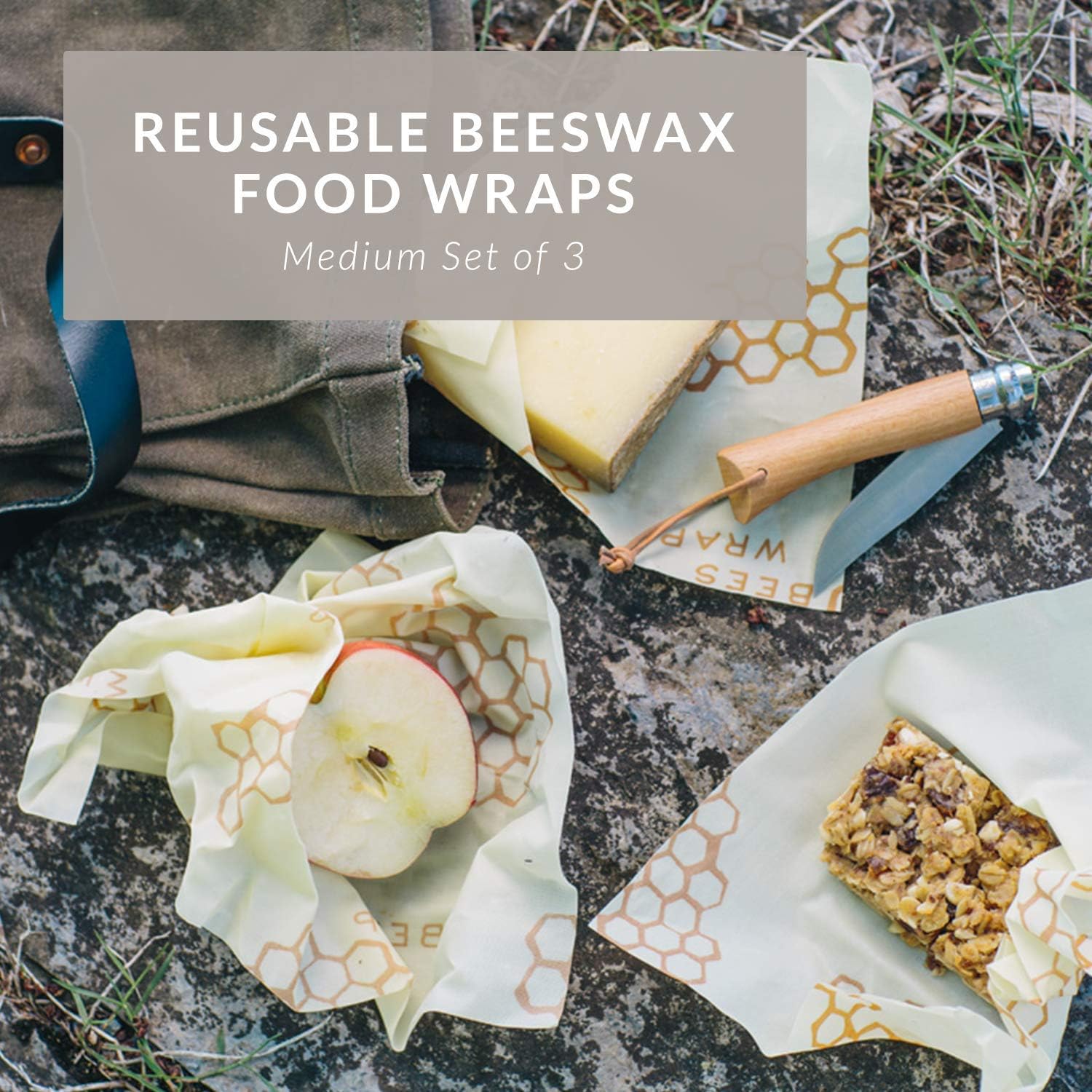 Bee’s Wrap Set of 3 Wraps - Medium (25 x 28 cm), Beige - Image 3