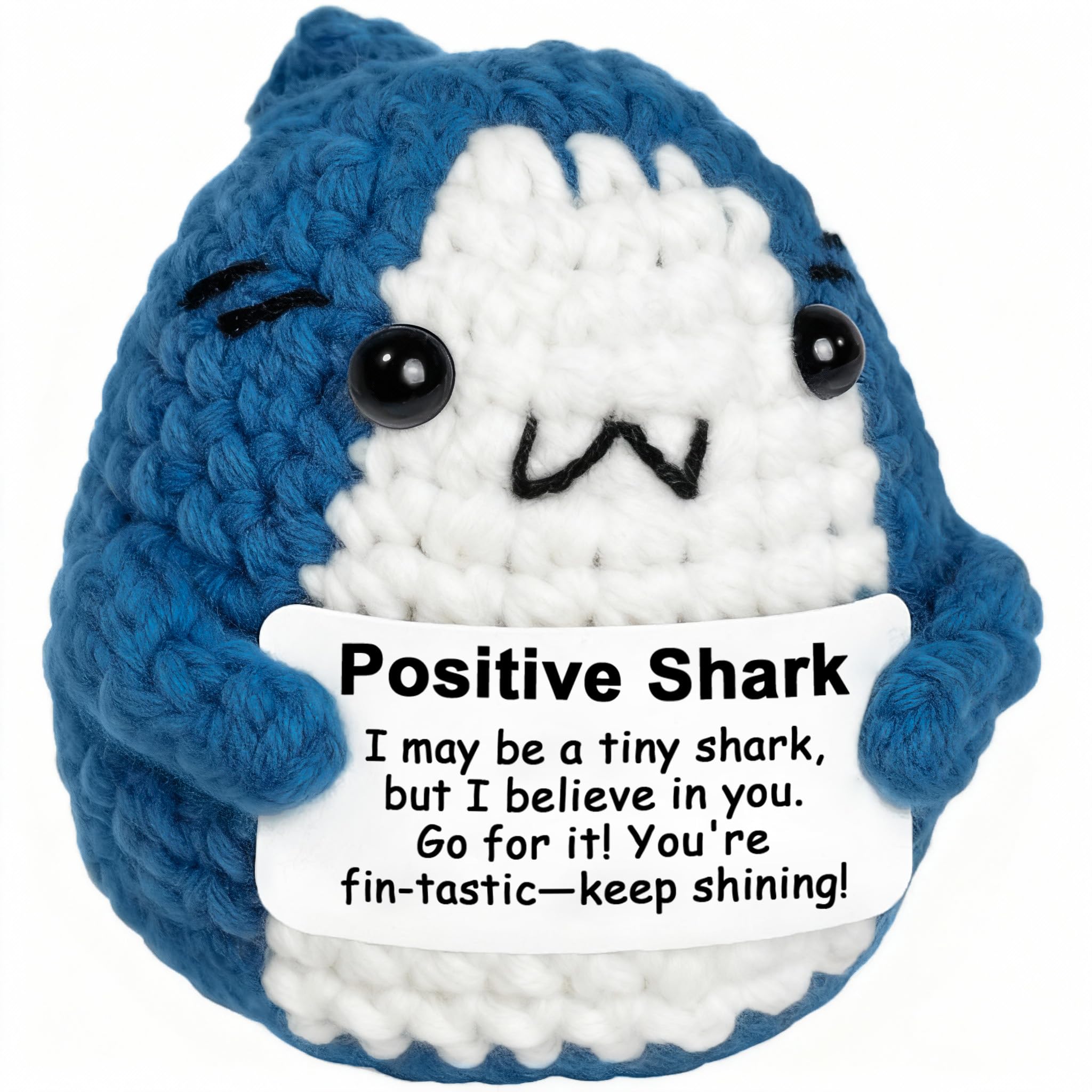 Krinisou Shark Gifts for Shark Lovers, Positive Animals Crochet Support Gifts, Emotional Encouragement Inspirational Motivational Present Decor