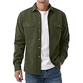 Askdeer Men's Casual Shirts Fleece Corduroy Button Down Shirts Chunky Warm Long Sleeve Jacket with Flap Pockets