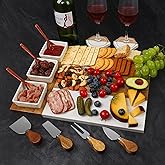Charcuterie Board Set - Large Marble Cheese Board – Perfect Wood Charcuterie Boards Accessories Housewarming Gifts for New Home, Bridal Shower, New House Gift