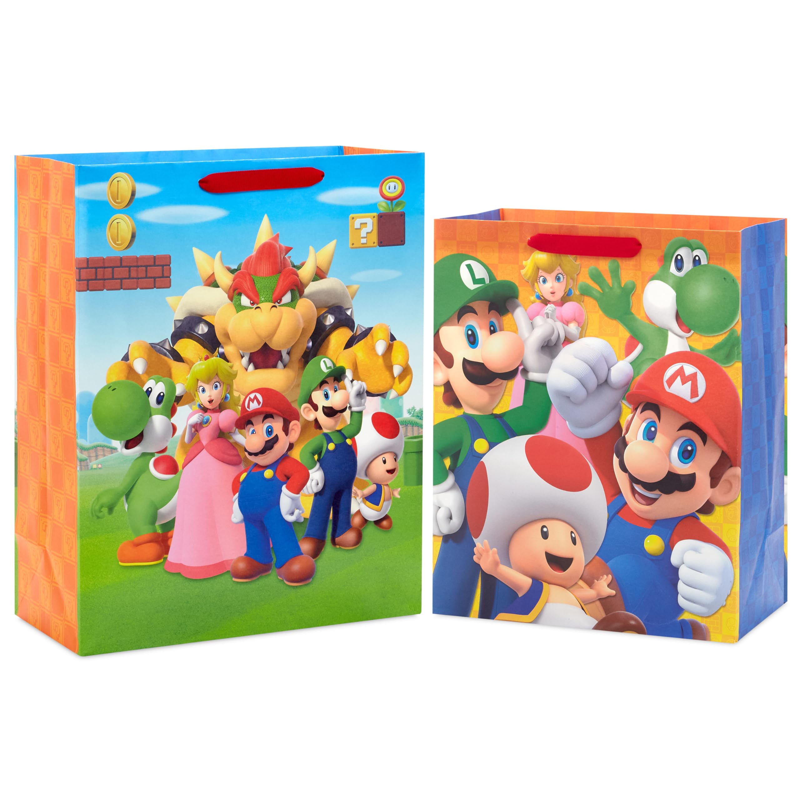 Photo 1 of Hallmark Nintendo Super Mario Brothers Gift Bags (1 Large, 1 Extra Large) Luigi, Princess, Yoshi, Toad