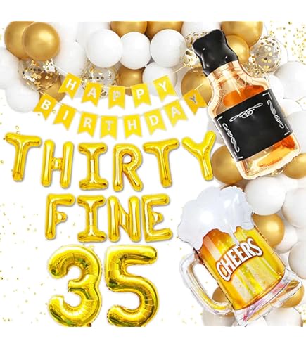 30th Birthday Decorations Set - THIRTY FINE Balloons & Banner For Women's Birthday Party