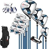 PGM G500 Men&rsquo;s Golf Club Set with Titanium Driver &amp; Stand Bag | 460cc Titanium Driver, Cupped Hybrid &amp; Forgiving Irons for Distance.