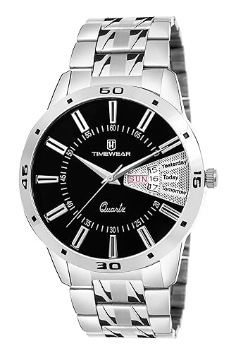 Timewear Analog Black Dial Day and Date Watch for Men