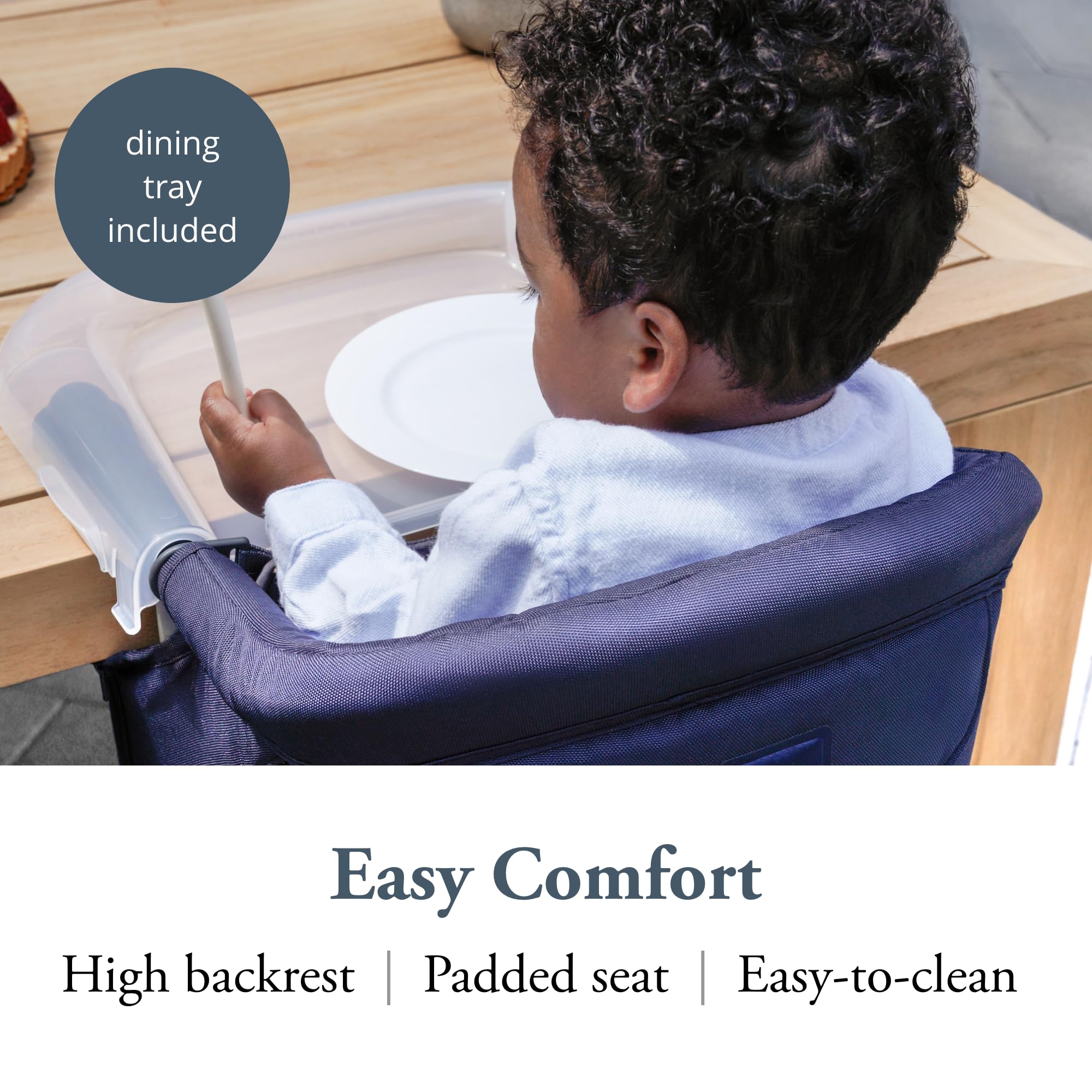 Inglesina Fast Table Chair - Navy + Fast Dining Tray - Portable Baby High Chair - for Babies & Toddlers up to 37 lbs - Fits Tables 0.8'' to 3.5'' Thick - Compact & Easy to Use - Travel Bag Included