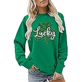 MEESHEEP St. Patrick's Day Sweatshirt for Women Clover Graphic T-Shirts Patty's Day Long Sleeve Tee Tops