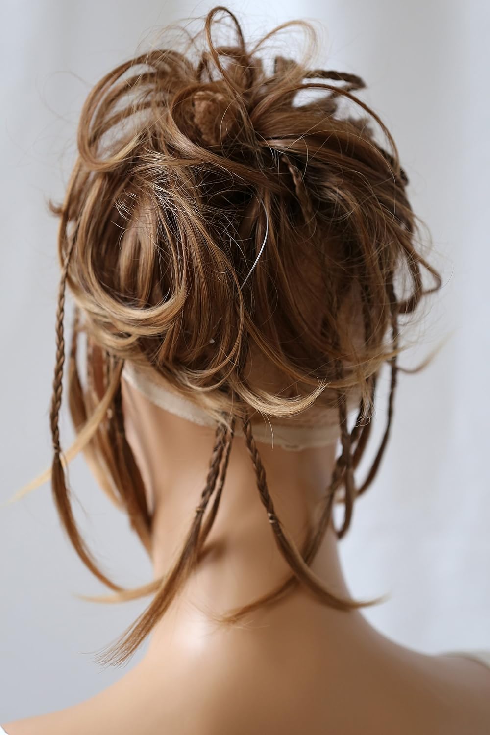 CAISHA XXL Scrunchie Messy Bun Hairpiece Braided Updo Slightly Wavy Voluminous Brown Mix G6D, Coffee, 17 x 2 cm - Image 3