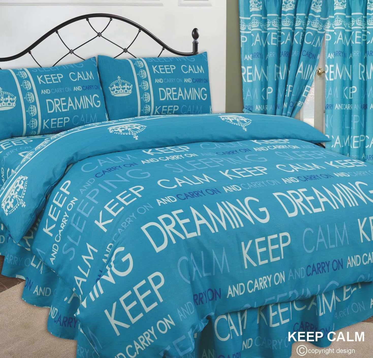 Single Bed Duvet / Quilt Cover Bedding Set, Keep Calm & Carry On