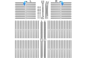 Steel DN Mate 100 Pack T316 Stainless Steel Right&Left Handed Thread Swage Lag Screws for Wood Post of 1/8" Steel Cable Railing Kit, Cable Railing Hardware, DIY Deck Railings, Wrench Include, DM50