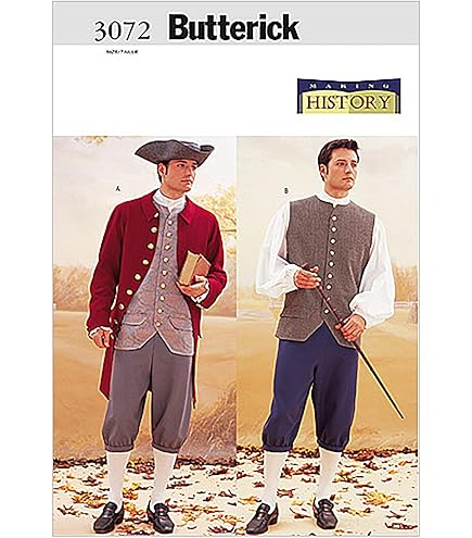 Amazon.com: Butterick B3072 Revolutionary War Historical Men's Costume  Sewing Pattern, Sizes 44-48 : Arts, Crafts & Sewing