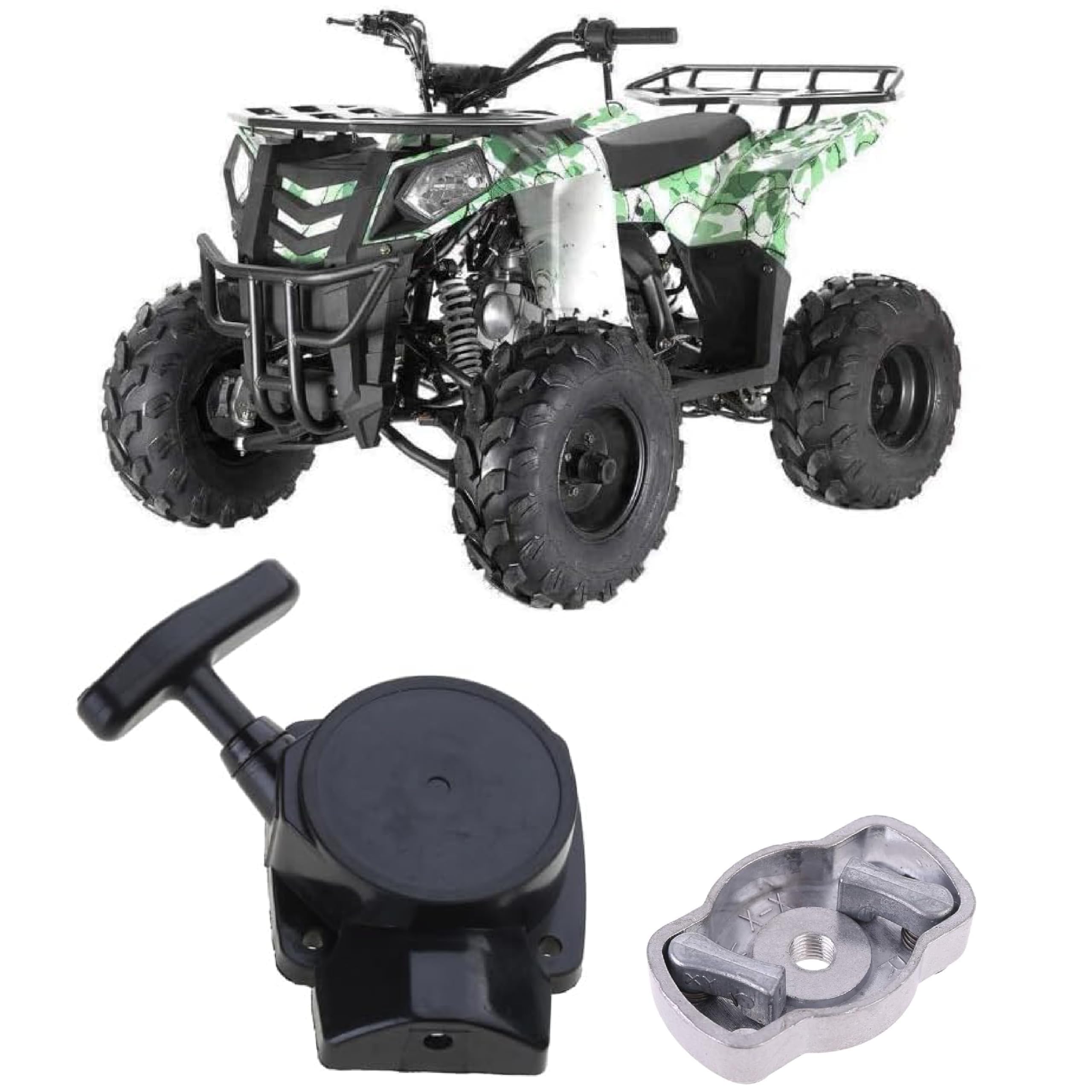 Esshogo 1Set 26CC 1E34F Hedge Trimmer Starter with Pulley Replacement for Mitsubish CG260 BC260 Set, Black