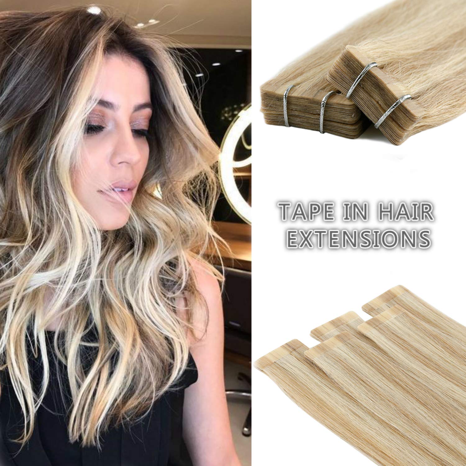 Amazon Com Amesun Tape In Human Hair Extension 12inch Skin Weft