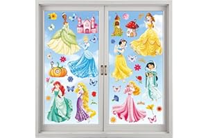 DICNERRY Window Clings Decals for Kids, 38 PCS Removable Stickers for Teens, Cute Cartoon Window Decorations, Princess Sticker for Room Water Bottles Laptop Luggage Skateboard Package (Princess)