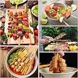 Lanjue 200 Pieces Bamboo Paddle Skewers 25CM Flat Burger Sticks view 7
