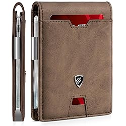 RUNBOX Mens Slim Wallet with Money Clip RFID