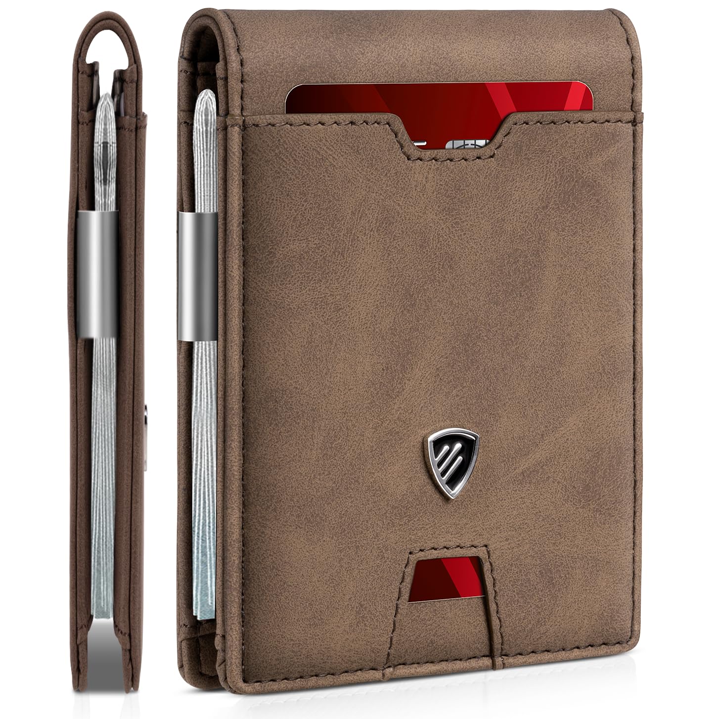 RUNBOX Mens Slim Wallet with Money Clip RFID