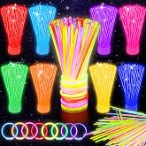 SHQDD 100 Glow Sticks Bulk Party Pack, 8&rdquo; Neon Halloween Glow Sticks, DIY Glowsticks with Connectors Bracelets &amp; Necklaces, Glow in the Dark Party Supplies for Kids, Adults, Parties