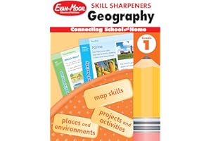 Evan-Moor Skill Sharpeners Geography Workbook, Grade 1, Fun Projects and Activities, Map Skills, Continents, Oceans, Mountain