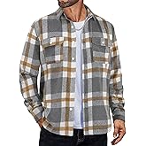 COOFANDY Mens Flannel Shirts Long Sleeve Plaid Shirt Jacket Button Down Shirt with Pockets