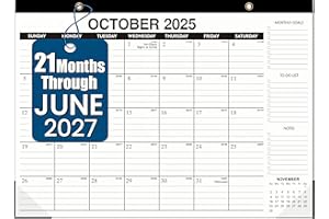 VOVEA Desk Calendar 2025-2026 - 21-Month Large Desk/Wall Calendar, Oct 2025 - June 2027, 17" x 12", Thick Paper, Large Ruled Blocks, Clear Plastic Cover – Perfect for Home School & Office Organization