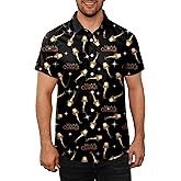Arvilhill Men's Christmas Button Shirt Funny Ugly Xmas Graphic Short Sleeve Shirts for Party (S-3XL)