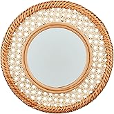 Mud Pie Cane Woven Mirror; 12" Dia